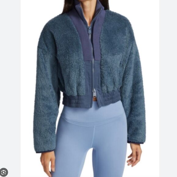 Free People Gear Up Sherpa teddy Jacket Size L blue